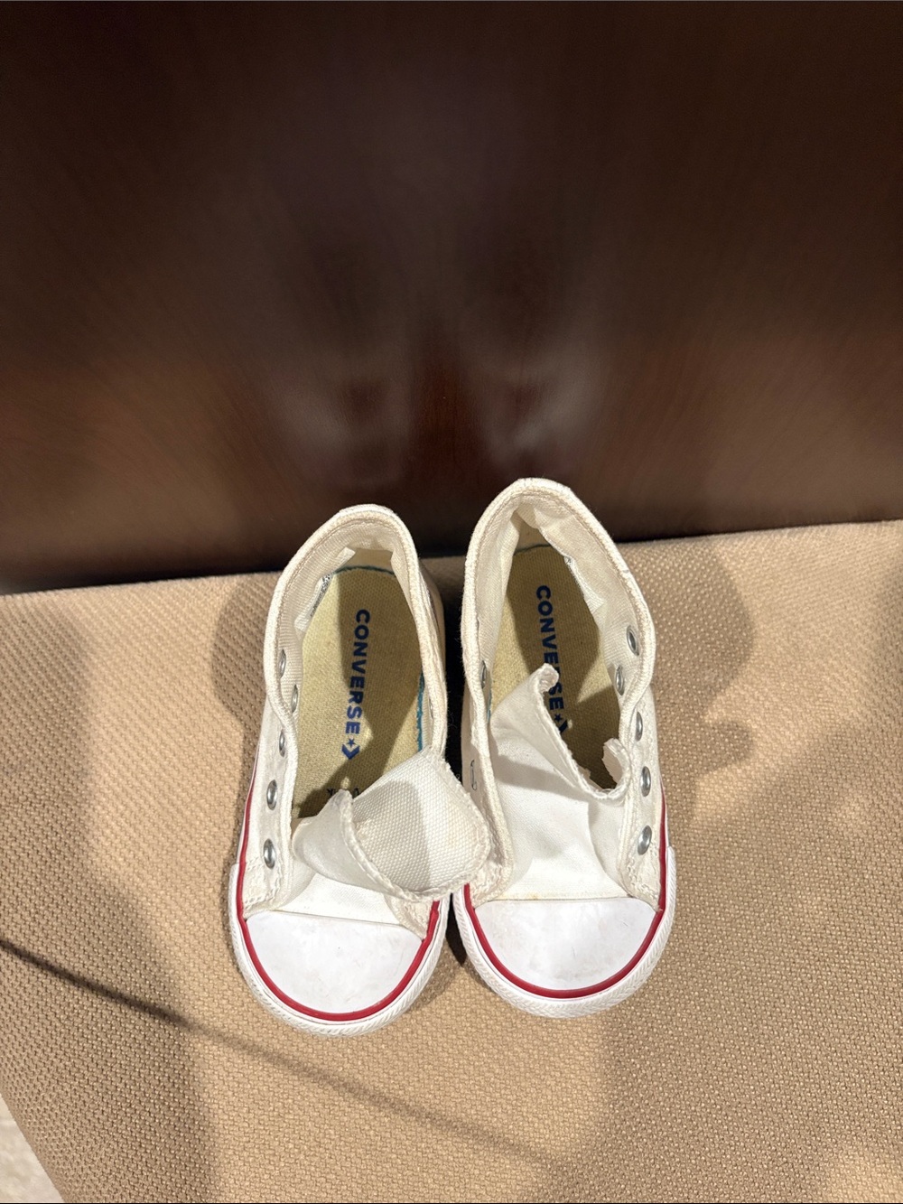 Converse Kids White Canvas Sneakers with Red Accent